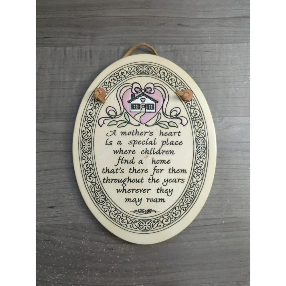 Vintage Trinity Pottery Oval A Mother's Heart Wall Hanging Plaque Made in USA - Picture 3 of 3